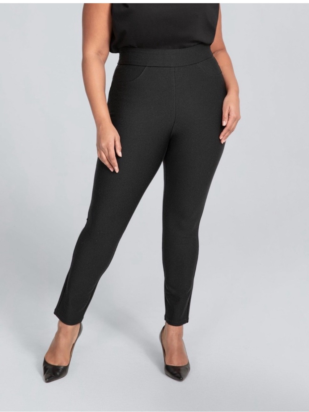 Honeylove Ponte Ever Ready Pull on Pants Black Tummy Panel Back Size 2x